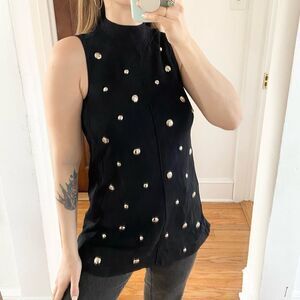 TopShop Mock Neck Sleeveless Silver Round Studs Size Small / Medium